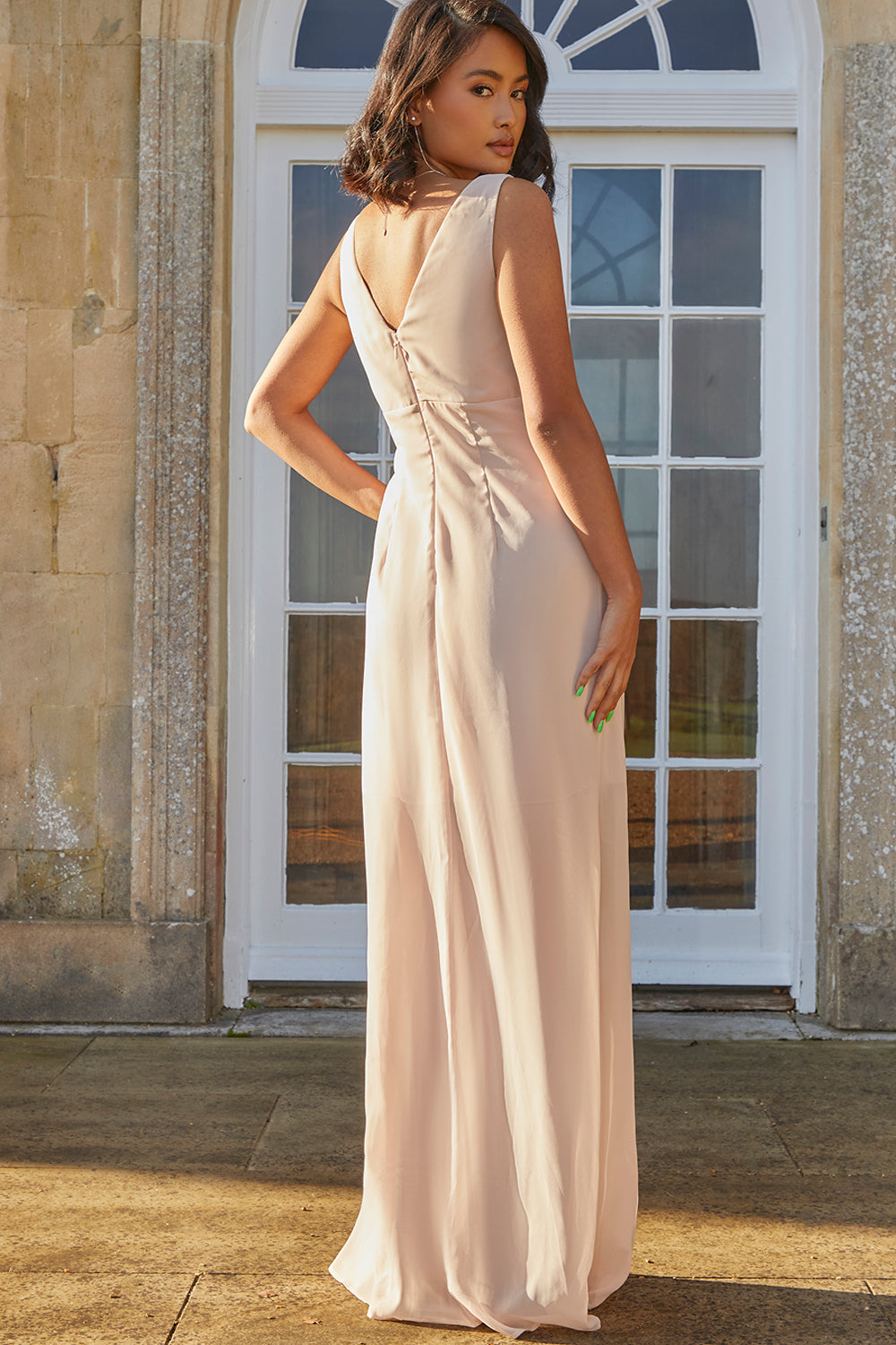 Knot Detail Maxi Dress in Champagne