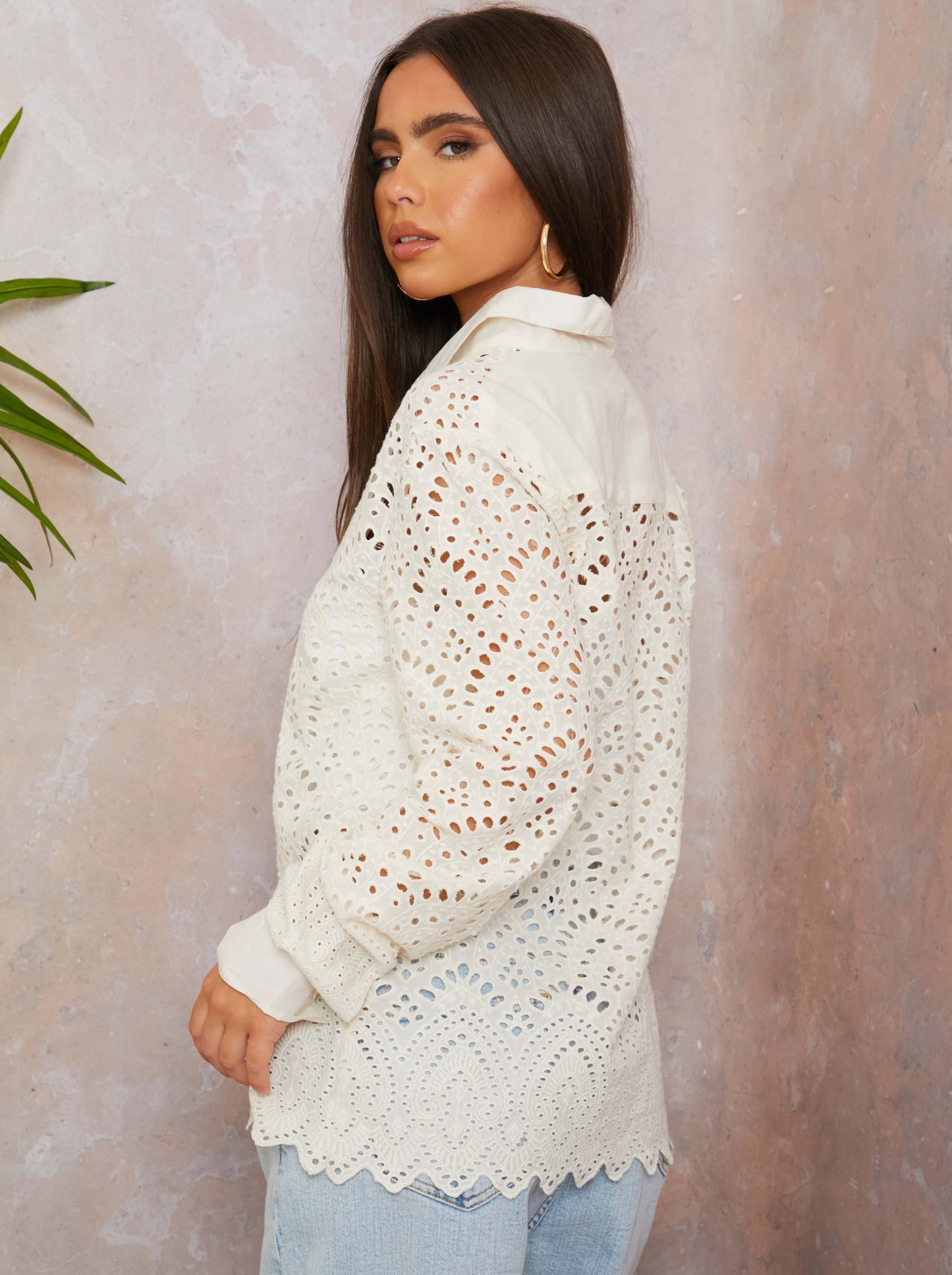 Cutwork Detail Shirt In White