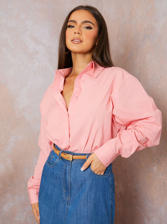 Cotton Poplin Shirt in Pink