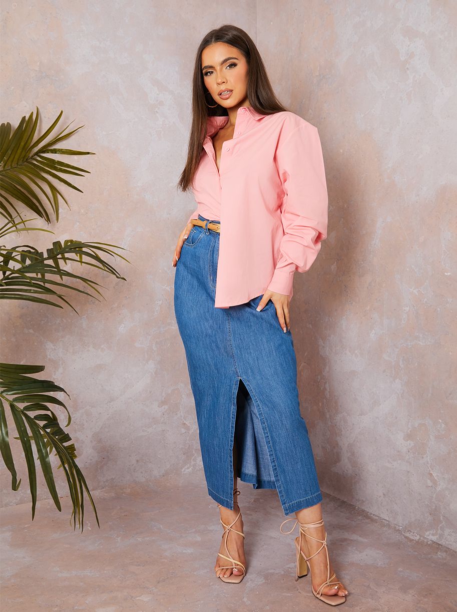 Cotton Poplin Shirt in Pink