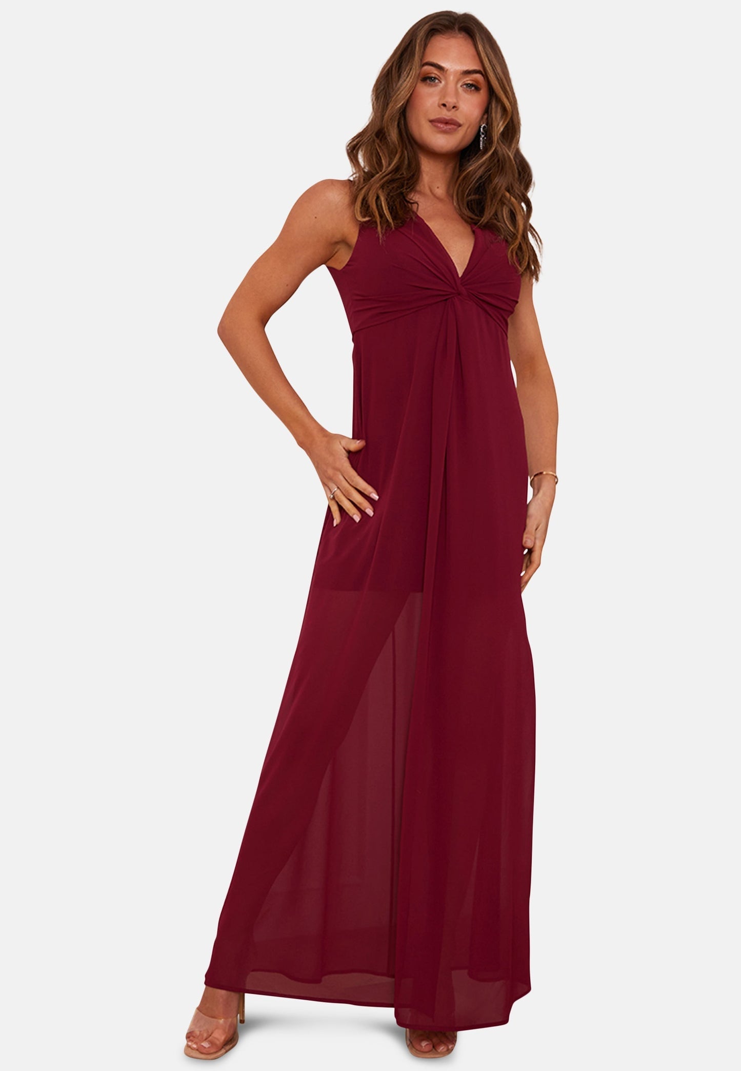 Knot Detail Maxi Dress in Wine