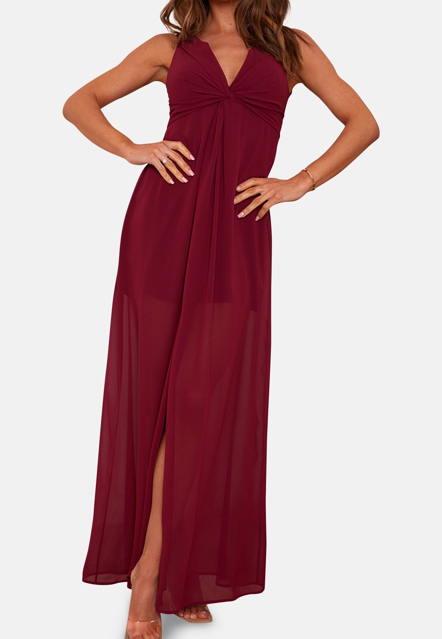 Knot Detail Maxi Dress in Wine